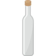 Clear Glass Bottle with Light Brown Cap on White Background Isolated Object Studio Shot