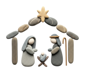 Nativity scene creation home stone christmas isolated on transparent background