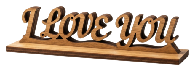 Romantic gesture wooden sign home inspirational message isolated on transparent background