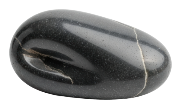 Polished black stone nature texture isolated on transparent background