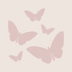 Pastel butterflies silhouette clipart, aesthetic tattoo graphic
