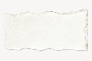 White torn paper cut rectangular collage element with copy space