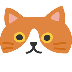 Close Up Front View Of An Orange And White Cat Face With Big Yellow Eyes And Pink Ears On A Transparent Background