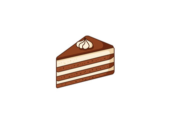 A slice of layered chocolate cake with white frosting on top