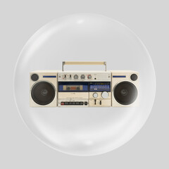 Obraz premium Retro cassette radio clear bubble element design