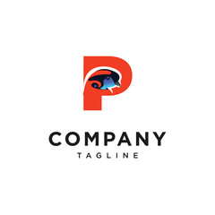 Letter P Temminck's Tragopan Logo Icon Vector