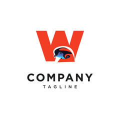 Letter W Temminck's Tragopan Logo Icon Vector