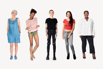 Obraz premium Diverse women, isolated on off white