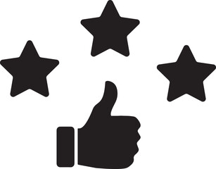 Thumbs up and three stars for positive feedback icon