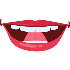 Close Up Of Red Lips And White Teeth Wide Open Mouth Showing Pink Tongue In A Happy Smile On A Transparent Background