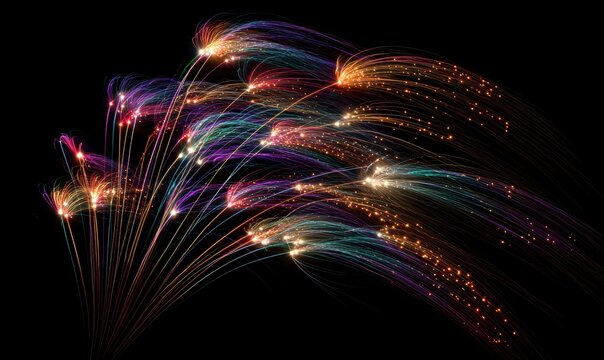 A colorful fireworks display is shown in the image