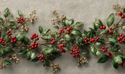 A red and green Christmas wreath with berries and leaves