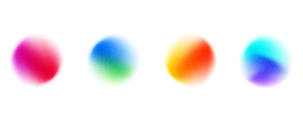 Set color circle gradient noise gradation. Abstract colorful watercolor blur mesh on isolated transparent background