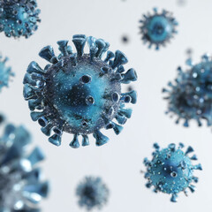 Coronavirus covid 19 virus cells floating on white background
