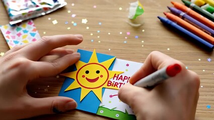 Creating a Colorful Happy Birthday Card with Craft Materials