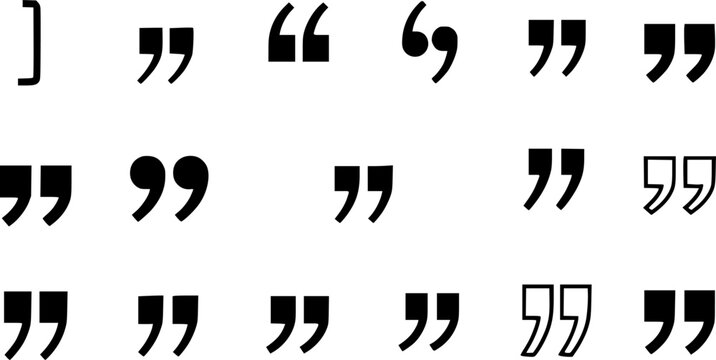 quote mark collection. black quotes icon set. Speech mark. inverted commas symbol. vector illustration
