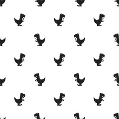 Small black and brown dinosaurs isolated on a white background. Monochrome seamless pattern. Simple flat vector graphic illustration. Texture.
