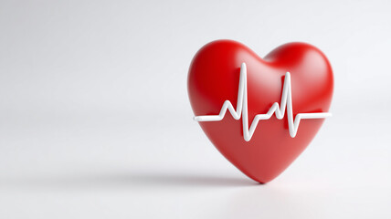 Heart with electrocardiogram line conveying medical monitoring, cardiac health awareness, and diagnostic clarity.
