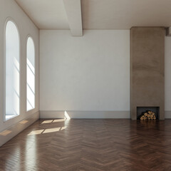 Fototapeta premium Large luxury modern bright interiors Living room mockup illustration 3D rendering image