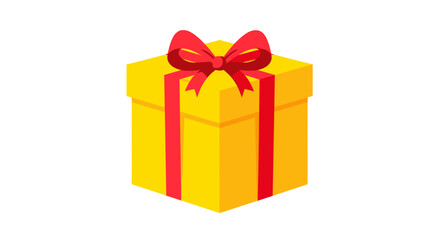 Obraz premium Vibrant Yellow Gift Box with Red Ribbon Bow Isolated on Transparent Background for Celebrations and Special Occasions