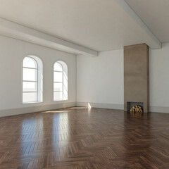 Fototapeta premium Large luxury modern bright interiors Living room mockup illustration 3D rendering image