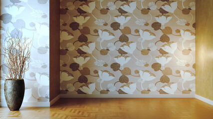 Fototapeta premium Large luxury modern bright interiors Living room mockup illustration 3D rendering image