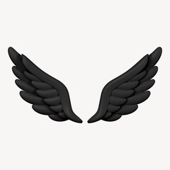Black wings clip art, cute 3d graphic