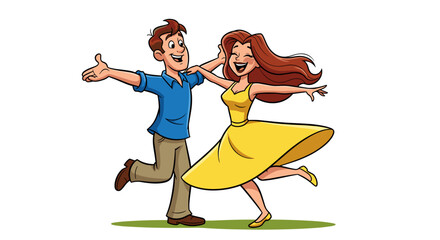 Joyful Couple Dancing Happiness Celebration Romantic Couple Movement Isolated on Transparent Background