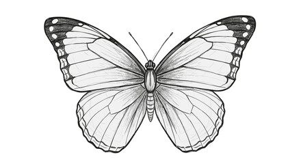 Elegant white butterfly with black wingtips symbolizing transformation and beauty isolated on transparent background for design