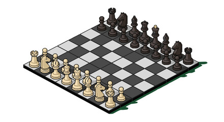 Strategic Chess Game Pieces Arranged for Play Isolated on Transparent Background