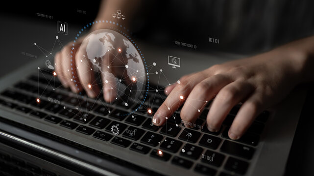 Global AI network showing connection between AI, global, and network elements across the digital world and data infrastructure Latch