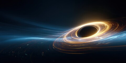 Glowing vortex encircles a black hole in dark space