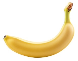 Ripe, yellow banana with a brown stem, tropical fruit, transparent background. 2