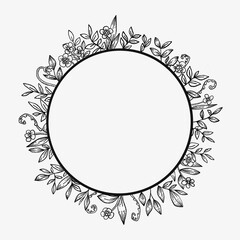Floral frame background, black botanical illustration