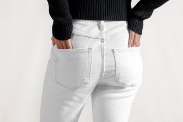 Jeans png mockup transparent, rear view, women's apparel fashion design