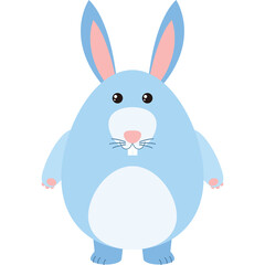 Cute Blue Bunny Rabbit With Pink Ears And White Belly In A Standing Pose With A Transparent Background