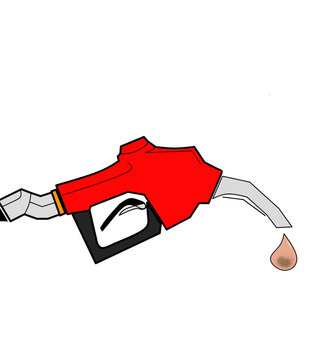 Minimalist vector illustration featuring a red fuel pump nozzle.