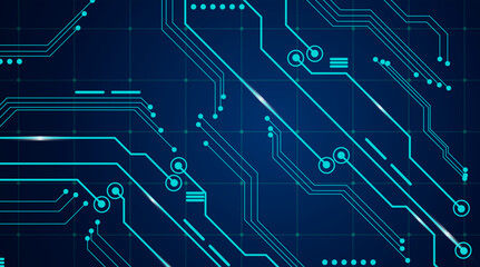 Futuristic Blue Circuit Line Vector Pattern. Futuristic blue circuit line pattern with glowing technology grid and digital motherboard style