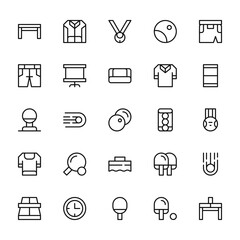 25 set of outline web table tennis icons such as jacket, pants, award, tshirt, table tennis vector thin icons for report, presentation, diagram, web design, mobile app