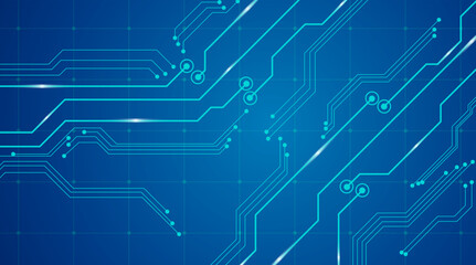 Blue Electronic Data Board Vector Background. Blue electronic data board vector background with futuristic neon circuit lines and technology visualization