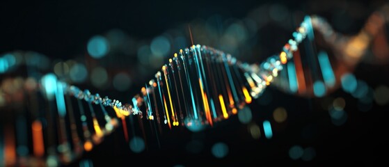 Exploring genetic frontiers: analyzing dna in dimly lit expert rooms. Market analysis. In a shadowed room, experts analyze dna displays for modern genetic studies. Data insights.