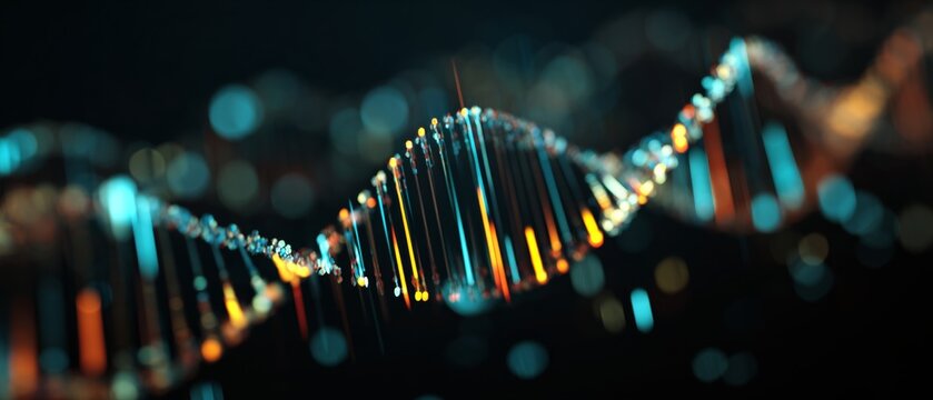 Exploring genetic frontiers: analyzing dna in dimly lit expert rooms. Market analysis. In a shadowed room, experts analyze dna displays for modern genetic studies. Data insights.