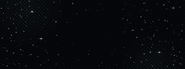 Night png background with glowing stars. Abstract starry pattern isolated on transparent backdrop