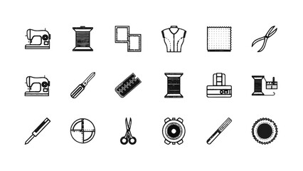 Fototapeta premium Vector illustration&nbsp;of sewing and tailoring tools icons on a white background