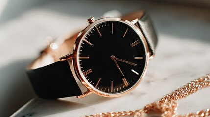 Close-up of a stylish wristwatch.