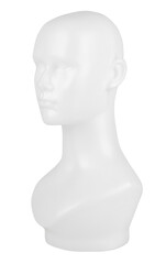 White mannequin head in profile gesture design element
