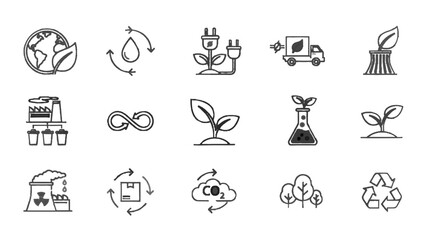 Fototapeta premium Vector illustration&nbsp;of set of ecofriendly icons representing sustainability and green energy on a white background