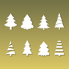 Obraz premium Stylized Pine Tree Silhouettes on Gradient Background. Abstract Holiday Graphic for Design Use. The clean layout and vibrant contrast make it suitable for both digital and print applications.