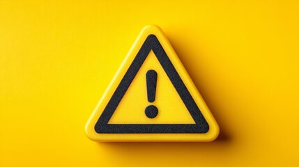 Caution sign displayed prominently on bright yellow background warns of potential hazards and safety concerns at construction site