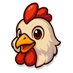 Cartoon Chicken Icon, Cute Rooster Head Vector Illustration